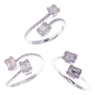 Modern Diamond Baguette Open Ring 3-PC Set