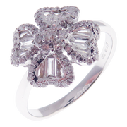 Lucky Baguette Clover Diamond Earring Ring Set