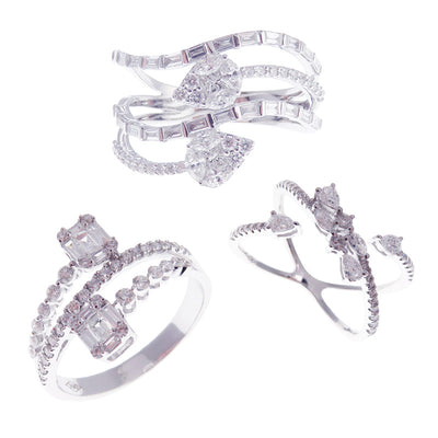 Astro Diamond Baguette Open Ring 3-PC Set