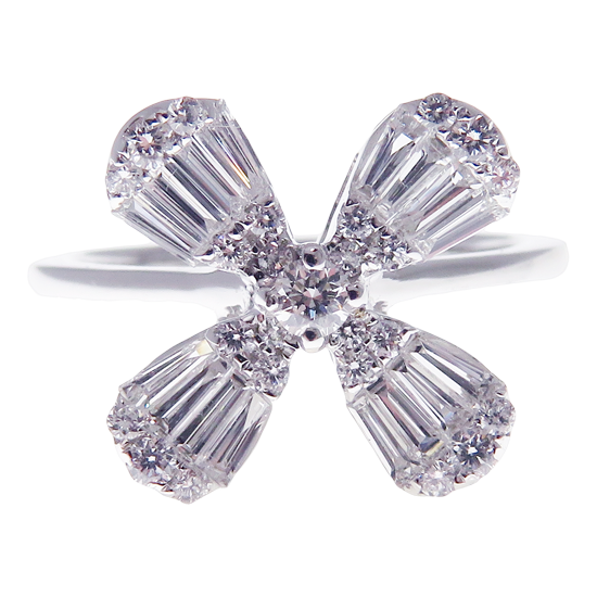 Lucky Baguette Petal Diamond Earring Ring Set