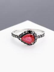 Hera Firey Ruby-1 Tear Black Diamond Ring