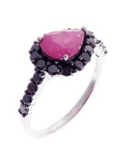 Hera Firey Ruby-1 Tear Black Diamond Ring