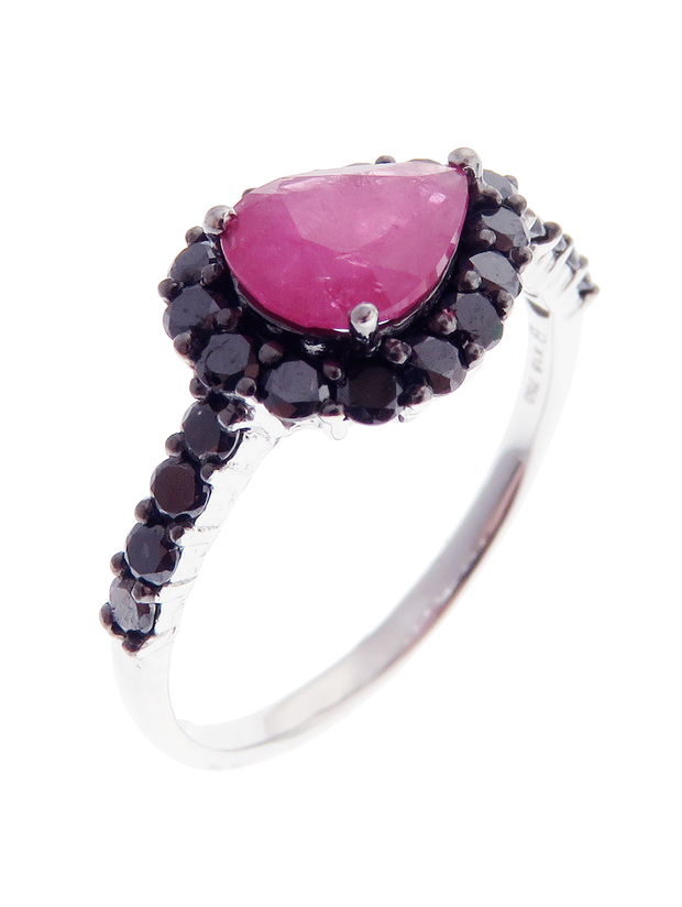 Hera Firey Ruby-1 Tear Black Diamond Ring