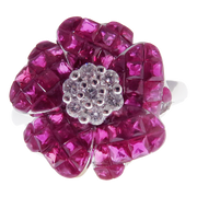 Small Flower Invisible Ruby Earring Ring Set