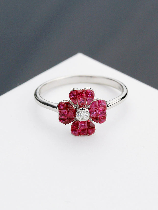 Aries Firey Ruby Flower Ring