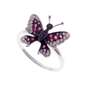 Small Butterfly Ruby Earring Ring Set