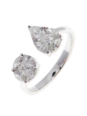 Illusional Round and Tear Drop Center Ring